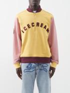 Icecream - Logo-appliqu Cotton-jersey Varsity Sweatshirt - Mens - Yellow