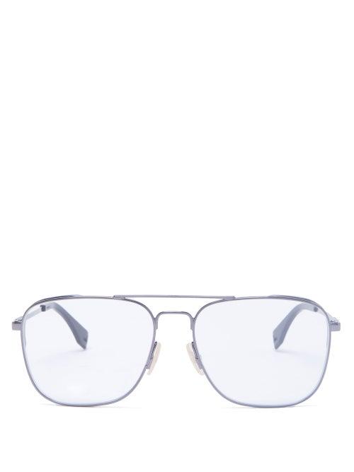 Matchesfashion.com Fendi - Aviator Metal Glasses - Mens - Silver