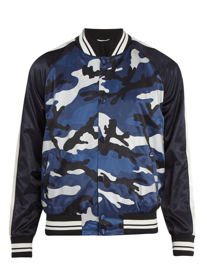 Valentino Camouflage-printed Satin Bomber Jacket