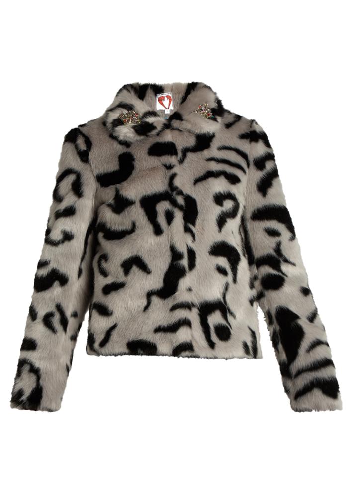 Shrimps Bingo Embellished Faux-fur Jacket