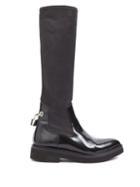 Matchesfashion.com Christopher Kane - Padlock Neoprene And Leather Knee-high Boots - Womens - Black