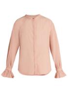 Matchesfashion.com Bliss And Mischief - Ruffled Cuff Poplin Blouse - Womens - Pink