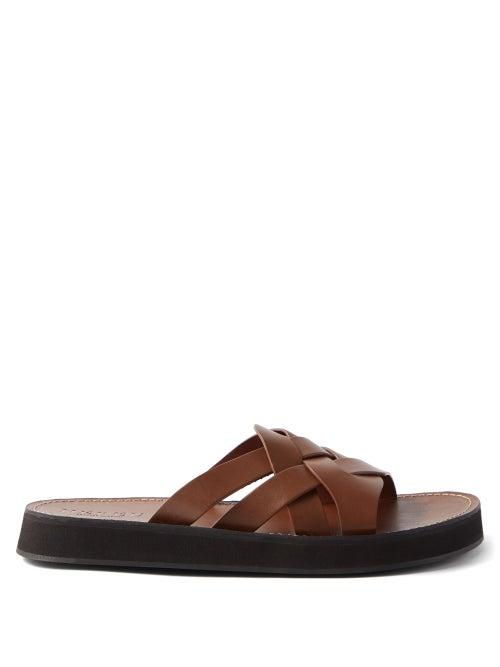 Hereu - Espol Woven-strap Leather Sandals - Mens - Brown