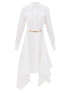 Matchesfashion.com Jw Anderson - Handkerchief-hem Cotton-poplin Shirt Dress - Womens - White