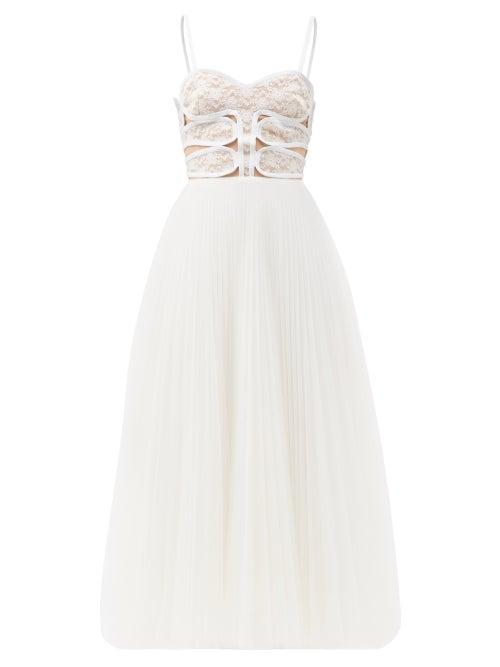 Matchesfashion.com Christopher Kane - Lace-bodice Pleated Tulle Dress - Womens - White