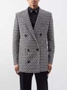 Balmain - Double-breasted Mongram-jacquard Blazer - Mens - Ivory Black