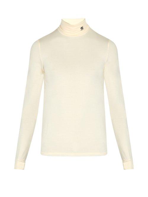 Matchesfashion.com Raf Simons - Atari Stretch Jersey Roll Neck Sweater - Mens - White