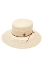 Maison Michel - Kendall Logo-ribbon Faux-straw Hat - Womens - Beige