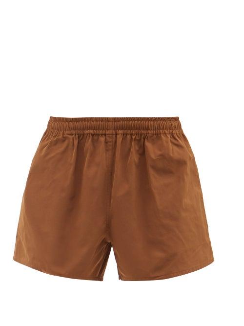 Molly Goddard - Ciaran Elasticated Twill Shorts - Mens - Brown