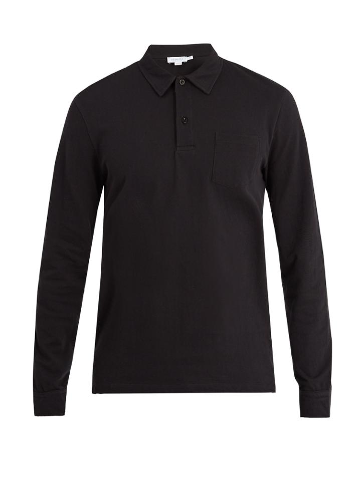 Sunspel Riviera Long-sleeved Cotton-piqu Polo Shirt