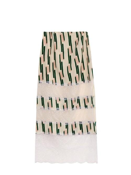 Wes Gordon Lace-panelled Crepe Midi Skirt