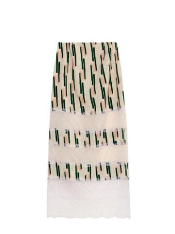 Wes Gordon Lace-panelled Crepe Midi Skirt