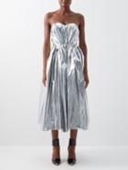 Alexander Mcqueen - Sweetheart-neckline Metallic Dress - Womens - Silver