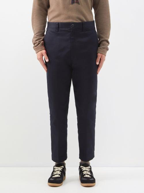 Junya Watanabe - Cropped Cotton-twill Trousers - Mens - Navy