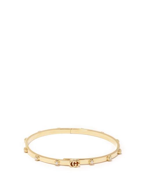 Matchesfashion.com Gucci - Gg-logo Diamond & 18k Gold Bracelet - Womens - Yellow Gold