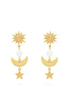 Matchesfashion.com Oscar De La Renta - Moon And Stars Drop Clip On Earrings - Womens - Gold