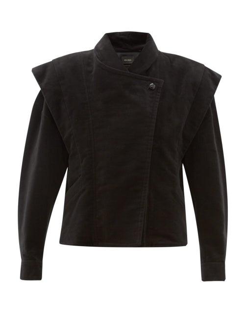 Matchesfashion.com Isabel Marant - Dina Double Breasted Cotton Moleskin Jacket - Womens - Black