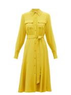 Matchesfashion.com Diane Von Furstenberg - Antonette Silk Crepe De Chine Shirtdress - Womens - Yellow