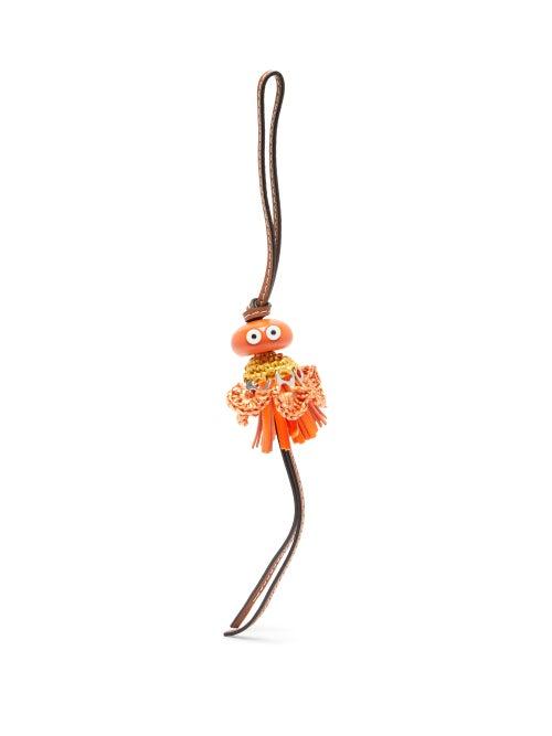 Matchesfashion.com Loewe Paula's Ibiza - Sea Angel Raffia And Leather Key Charm - Womens - Orange Multi