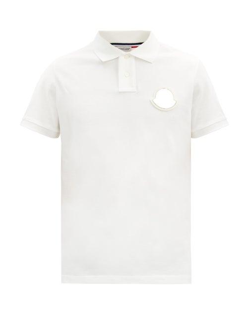 Matchesfashion.com Moncler - Logo-appliqu Cotton-piqu Polo Shirt - Mens - White