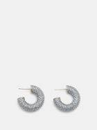 Amina Muaddi - Cameron Mini Crystal-pav Hoop Earrings - Womens - Blue