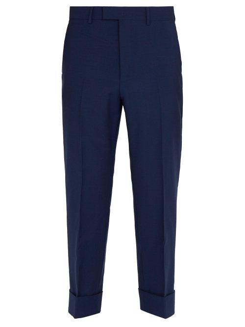 Matchesfashion.com Gucci - Cropped Mohair And Wool Blend Trousers - Mens - Blue