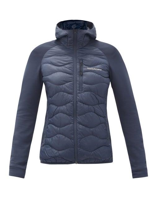 Matchesfashion.com Peak Performance - Helium Hybrid Jersey-sleeve Hooded Down Jacket - Womens - Dark Navy