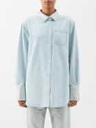 Frame - Crystal-embellished Denim Shirt - Womens - Light Denim