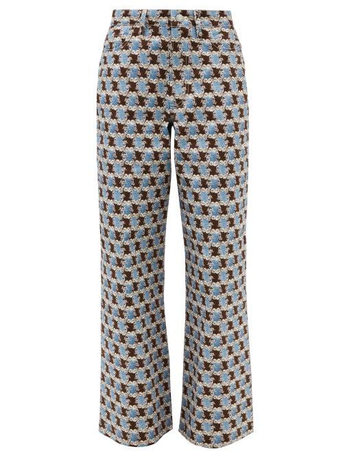 Shrimps - Floral-print Wide-leg Jeans - Womens - Brown Multi