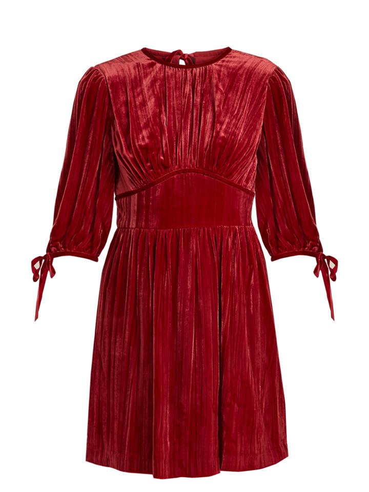 Alexachung Round-neck Crushed-velvet Mini Dress