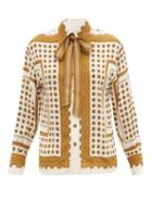 Matchesfashion.com Zimmermann - Neckties Polka-dot Twill Shirt - Womens - Brown Print