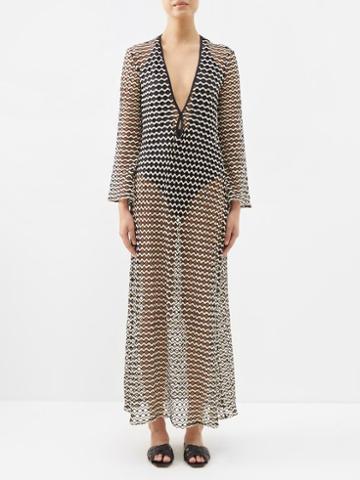 Sara Cristina - Sun Crochet-lace Kaftan - Womens - Black Cream