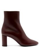 Matchesfashion.com Saint Laurent - Lou Leather Ankle Boots - Womens - Burgundy