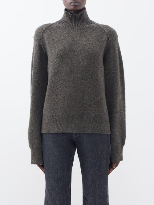 Acne Studios - Klefa High-neck Wool-blend Sweater - Womens - Dark Khaki
