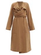 Matchesfashion.com Lemaire - Draped Wrap-front Wool Coat - Womens - Mid Brown