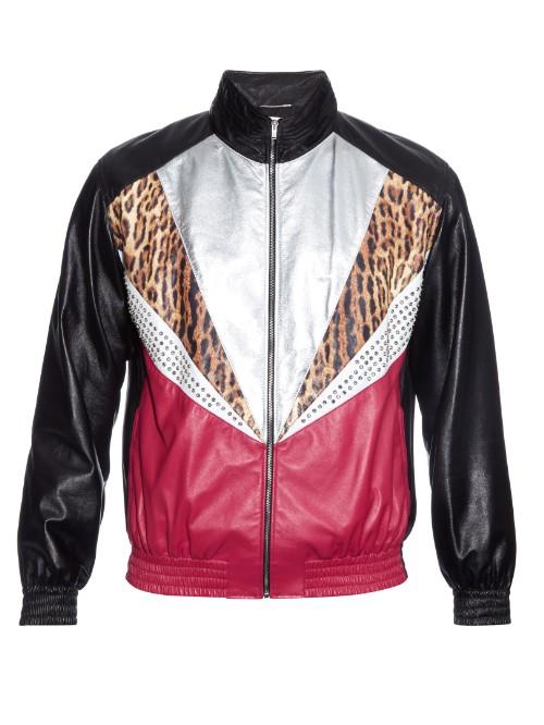 Saint Laurent Contrast-panel Leather Jacket
