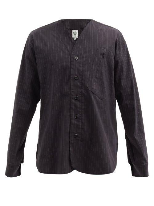 Matchesfashion.com South2 West8 - Pinstriped Canvas Shirt - Mens - Black
