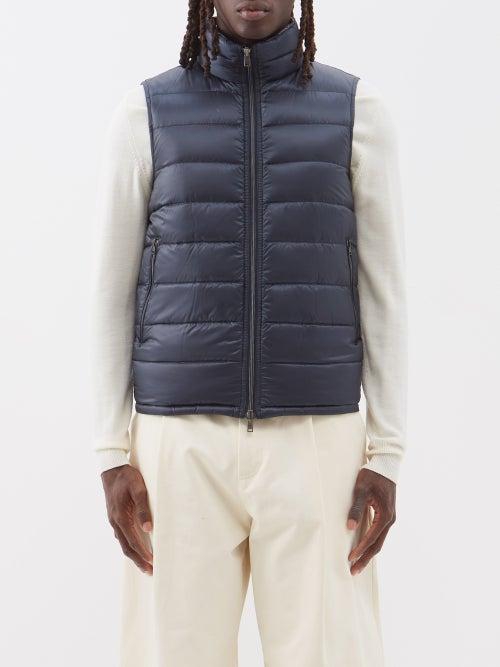 Herno - High-neck Quilted Shell Gilet - Mens - Navy