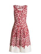 Oscar De La Renta Graphic Leaves-print Stretch-cotton Dress