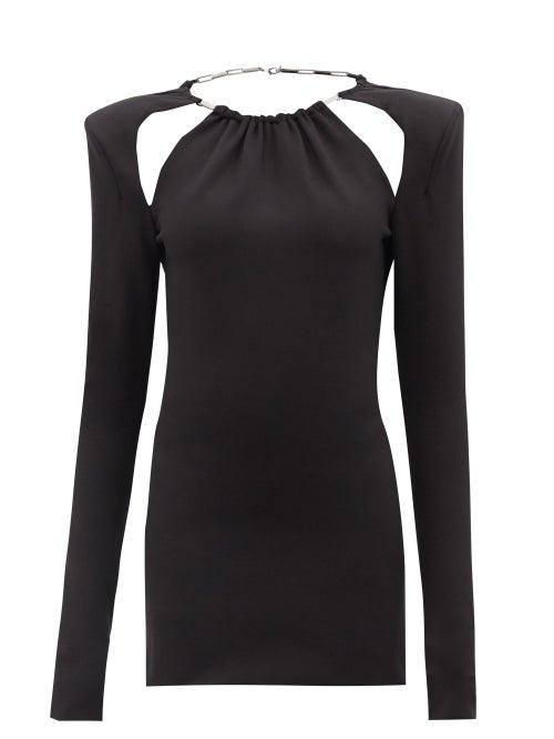 The Attico - Chain-embellished Cutout Jersey Midi Dress - Womens - Black