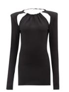 The Attico - Chain-embellished Cutout Jersey Midi Dress - Womens - Black