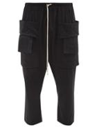 Rick Owens Drkshdw - Creatch Drop-seat Cropped Cotton-jersey Trousers - Mens - Black