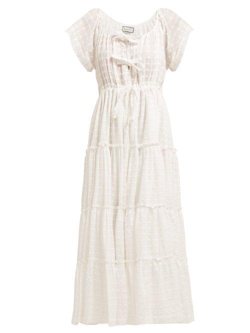 Matchesfashion.com Innika Choo - Tiered Cotton Poplin Dress - Womens - White