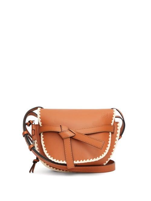 Matchesfashion.com Loewe - Gate Small Crochet-trim Leather Cross-body Bag - Womens - Tan Multi