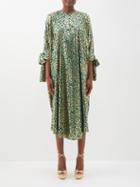 Halpern - Leopard-lam Kaftan Dress - Womens - Green Gold