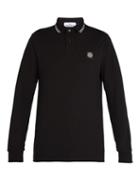 Matchesfashion.com Stone Island - Long Sleeved Stretch Cotton Piqu Polo Shirt - Mens - Black