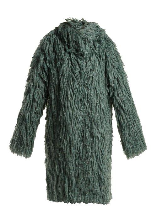 Matchesfashion.com Bottega Veneta - Shaggy Oversized Coat - Womens - Mid Green