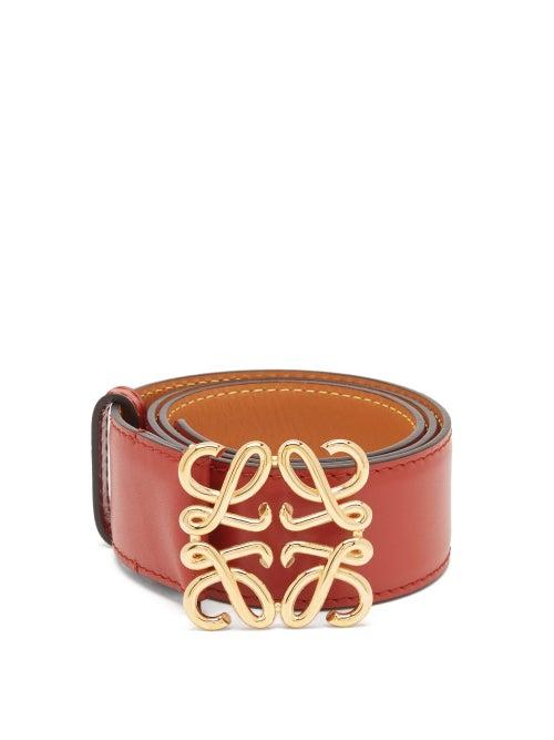 Matchesfashion.com Loewe - Anagram-buckle Leather Belt - Womens - Red