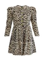 Matchesfashion.com Batsheva - Crystal-button Leopard-print Velvet Mini Dress - Womens - Animal