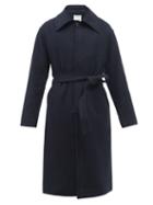 Le17septembre Homme - Single-breasted Belted Wool-blend Overcoat - Mens - Navy